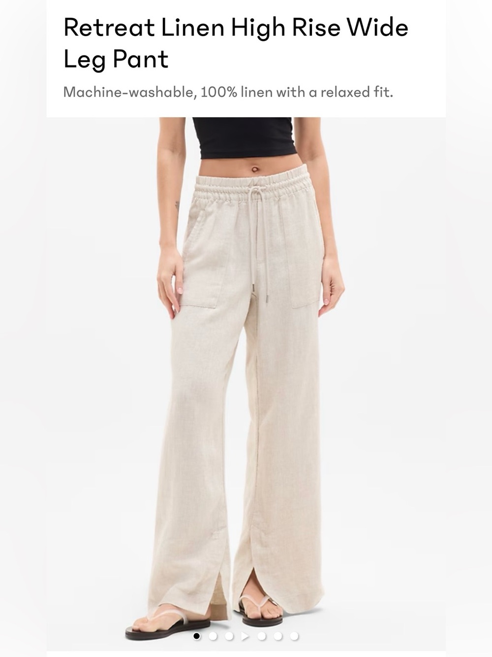 Athleta Retreat Linen High Rise Wide Leg Pant, Small